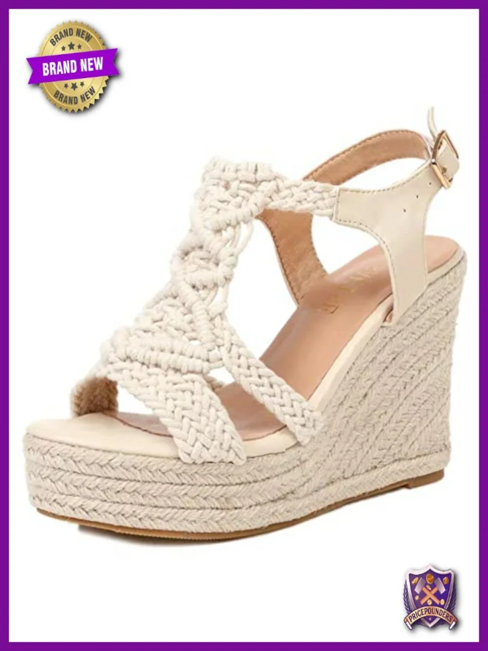 Bohemian Braided Espadrille Wedge Sandals with Adjustable Strap Platform Heel
